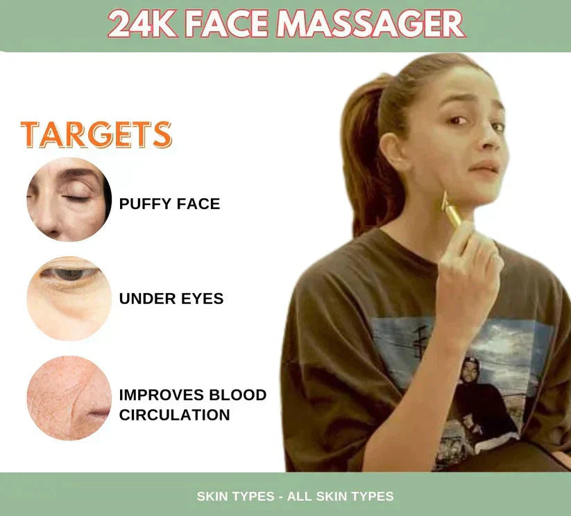 Gezichtsmassage Roller 24K Goud Elektrisch voor Stralende Huid