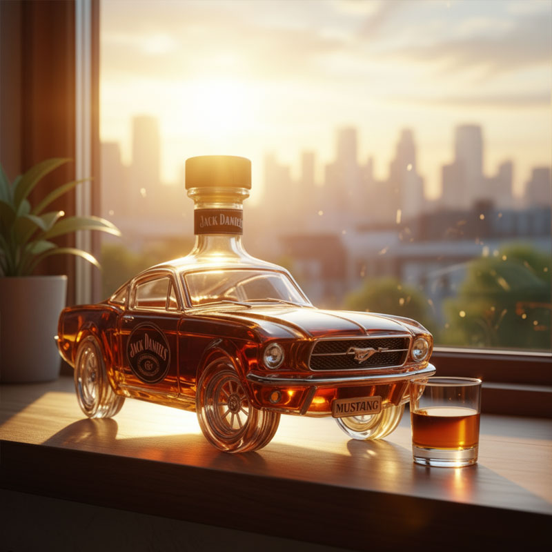 Whiskey Decanteur met 3D Mustang Ontwerp Glas