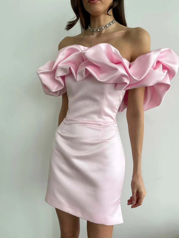 Madison™ – Dames Off-Shoulder Satijnen Jurk met Ruches & Tijdloze Elegantie-5