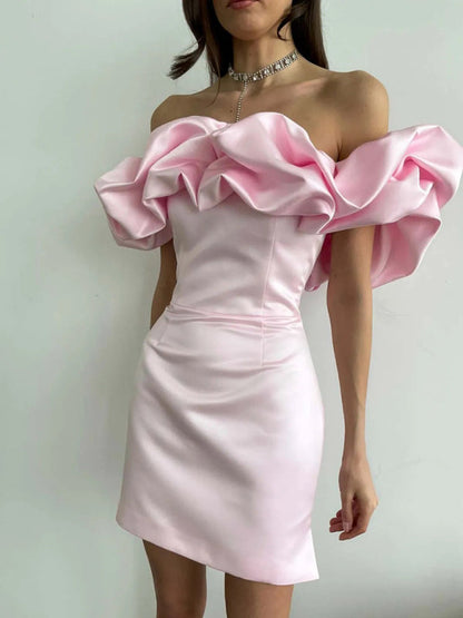 Madison™ – Dames Off-Shoulder Satijnen Jurk met Ruches & Tijdloze Elegantie-5