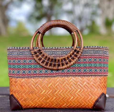Boho Bamboe Strandtas Geweven Bamboe Stijl