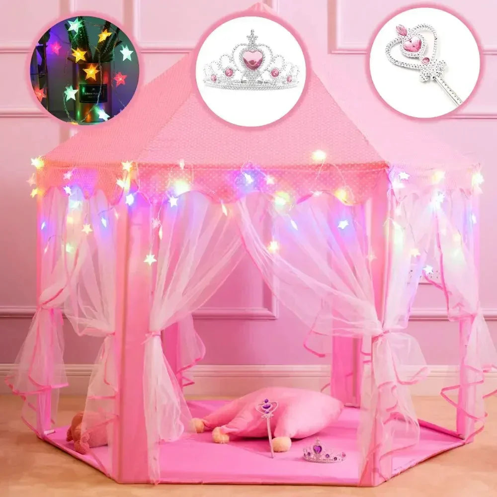 Prinsessenspeeltent Roze voor Meisjes met Magisch Interieur