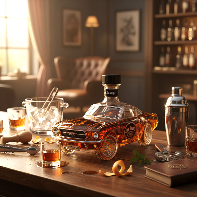 Whiskey Decanteur met 3D Mustang Ontwerp Glas