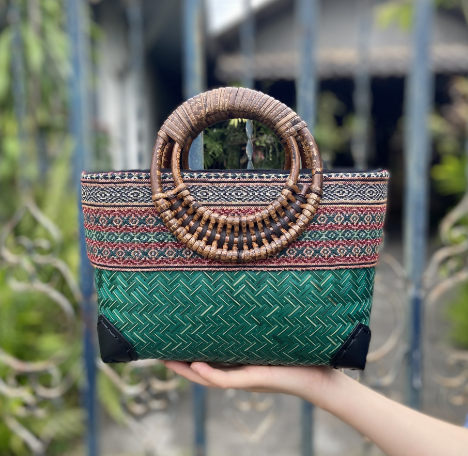 Boho Bamboe Strandtas Geweven Bamboe Stijl
