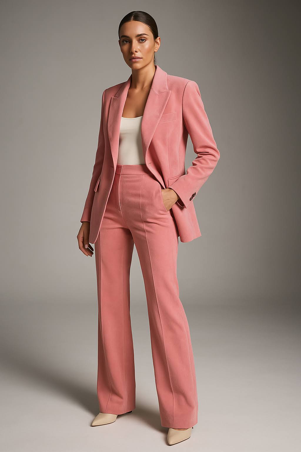 Dames Blazer Broek Set van Lichte Stof Tweedelig - Velinix