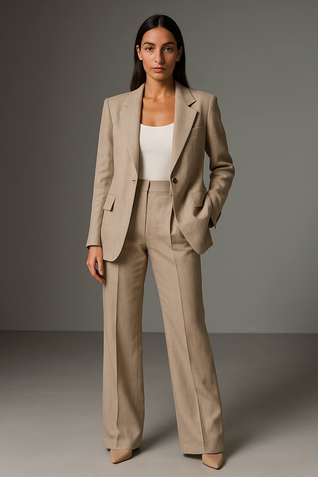Dames Blazer Broek Set van Lichte Stof Tweedelig