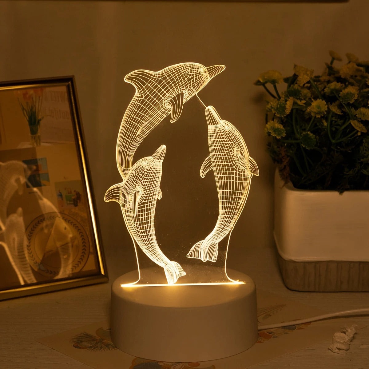 USB Dolfijn Nachtlamp Kleurrijk Kinderkamer Decor - Velinix