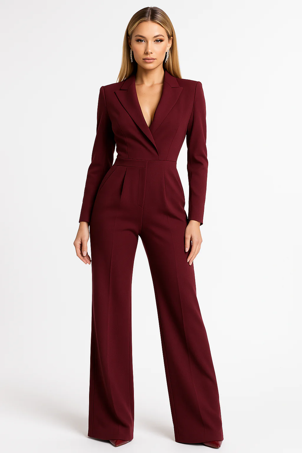 Dames Jumpsuit Elegante V-hals Wijde Benen Getailleerd - Velinix