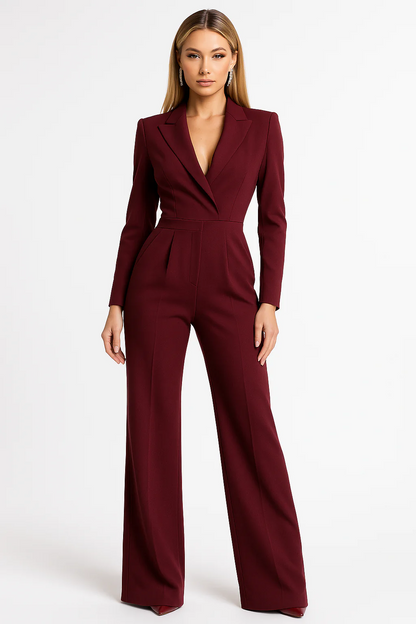 Dames Jumpsuit Elegante V-hals Wijde Benen Getailleerd - Velinix