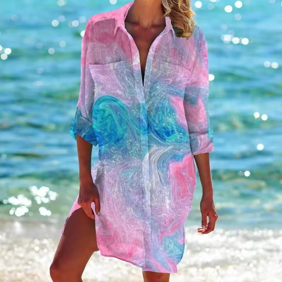 Dames Zomershirt Luchtig met Print voor Strand en Vrije Tijd