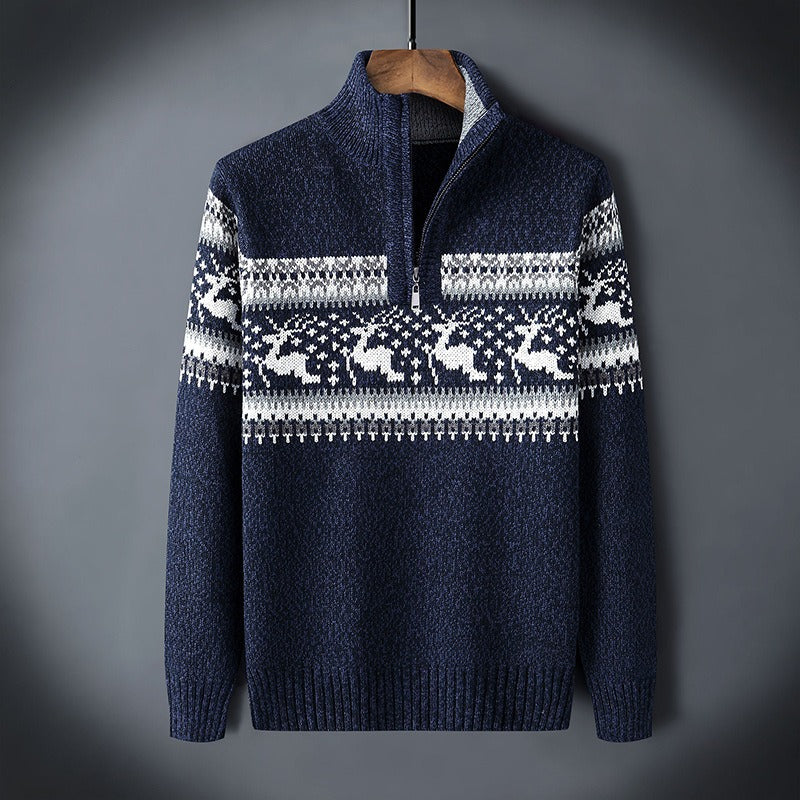 Heren Trui Warm Met Rits en Hoge Kraag Comfortabel