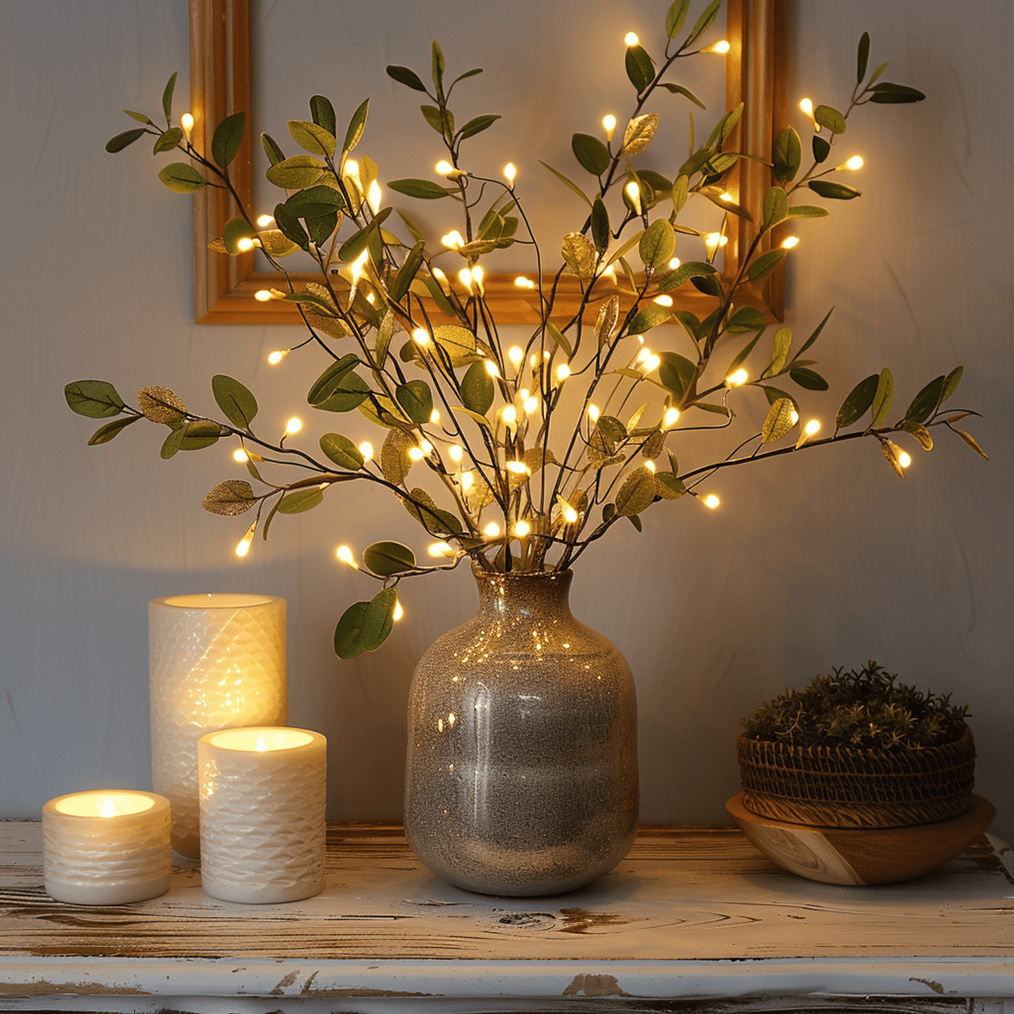Feeënlicht Olijftak met 120 LED's Warm Wit Kerstverlichting