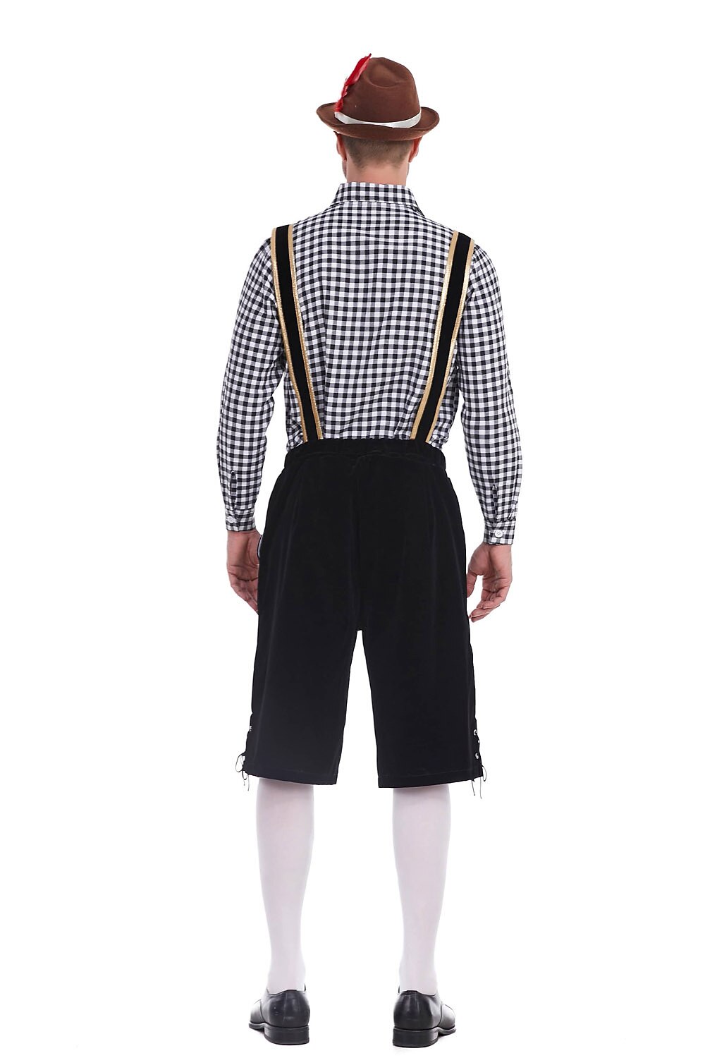 Traditioneel Herenkostuum Set met Lederhose en Geruit Overhemd