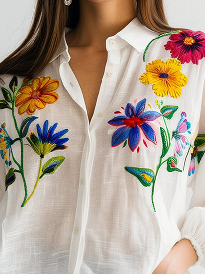 BloemZomer™ – Dames Blouse van Katoen met Vrolijke Bloemenprint en Comfort-2