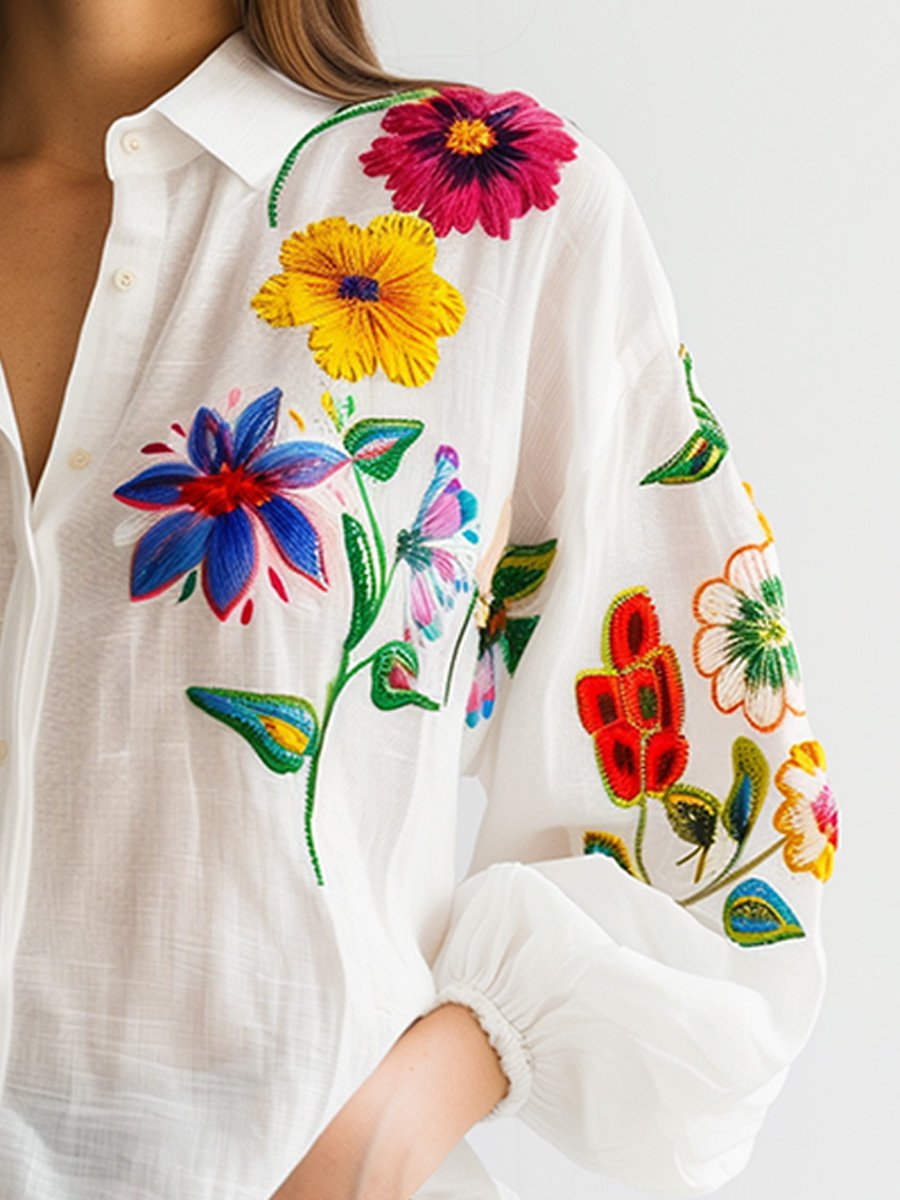 BloemZomer™ – Dames Blouse van Katoen met Vrolijke Bloemenprint en Comfort-3