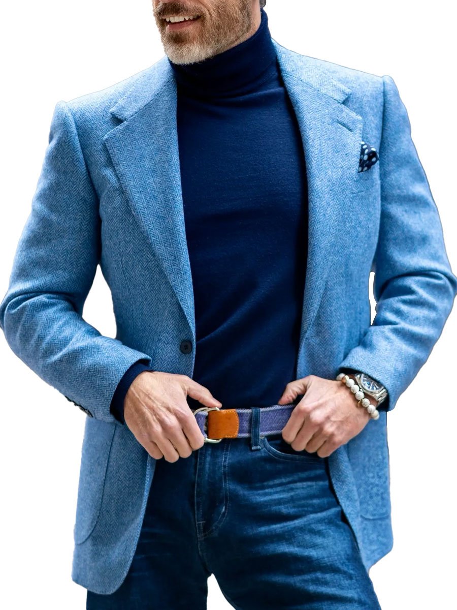 Heren Blazer Wollen Herringbone Stijlvol en Tijdloos - Velinix