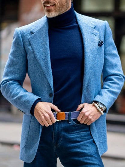 Heren Blazer Wollen Herringbone Stijlvol en Tijdloos