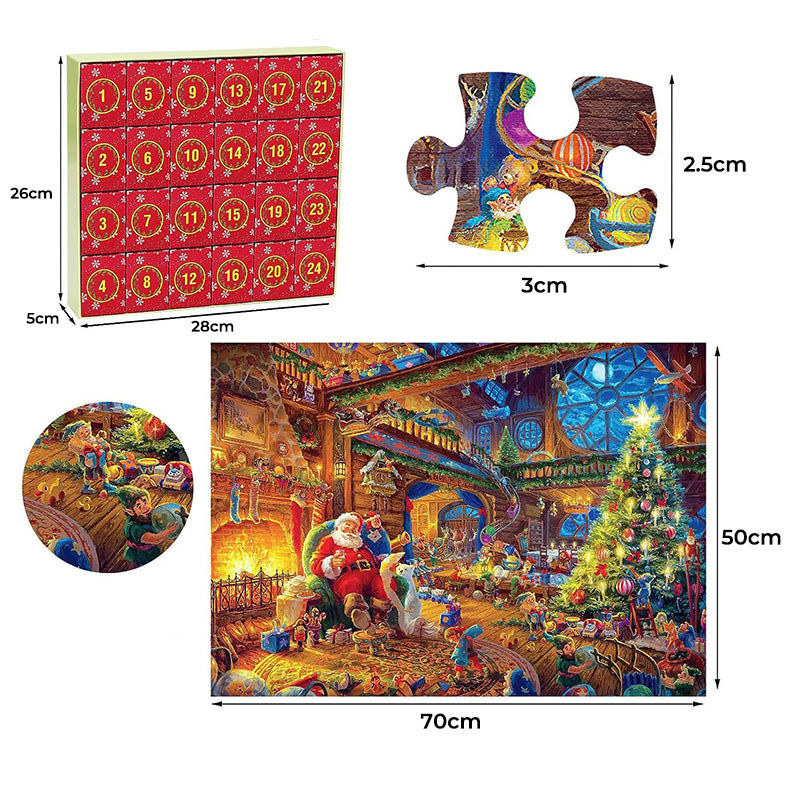 Kerstpuzzel Adventskalender met 24 Dagelijkse Puzzelstukjes