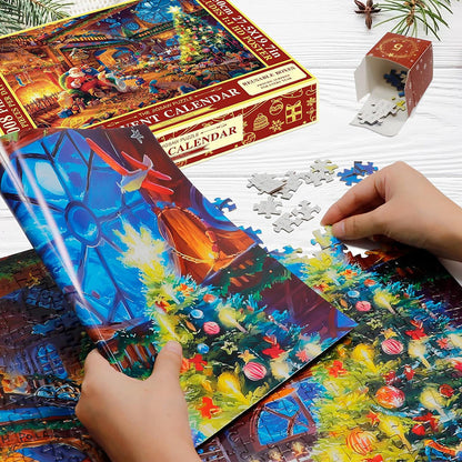 Kerstpuzzel Adventskalender met 24 Dagelijkse Puzzelstukjes