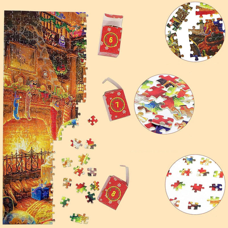 Kerstpuzzel Adventskalender met 24 Dagelijkse Puzzelstukjes