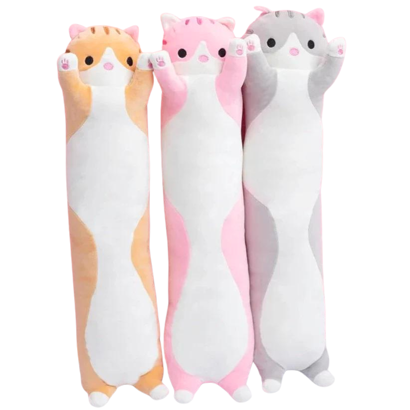 Pluche Knuffelkat Kussen Zacht en Knuffelbaar voor Kinderen en Volwassenen - Velinix