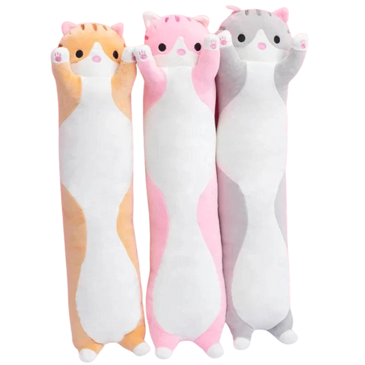 Pluche Knuffelkat Kussen Zacht en Knuffelbaar voor Kinderen en Volwassenen - Velinix