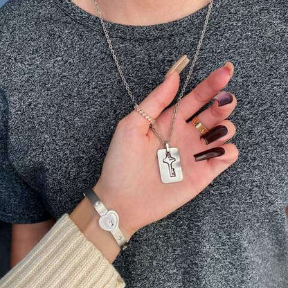 Hartvormige Armband Ketting Set Zilverkleurig Liefdesgeschenk