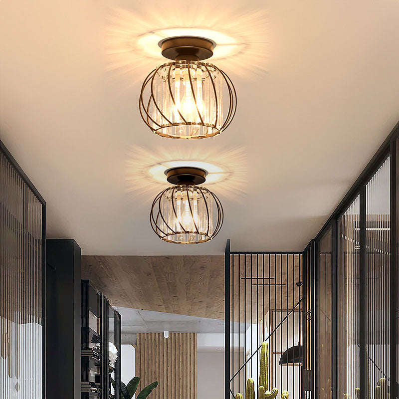 Scandinavische Plafondlamp Glas en Zwart Metaal Design