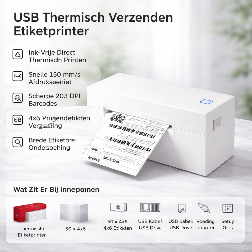 Thermische Labelprinter USB voor 4x6 Labels Snel Drukken