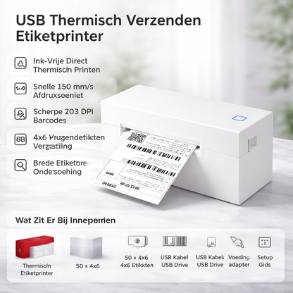 Thermische Labelprinter USB voor 4x6 Labels Snel Drukken