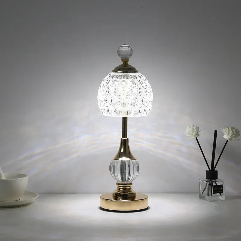 Draadloze Tafellamp met Kristallen Decor Modern Design