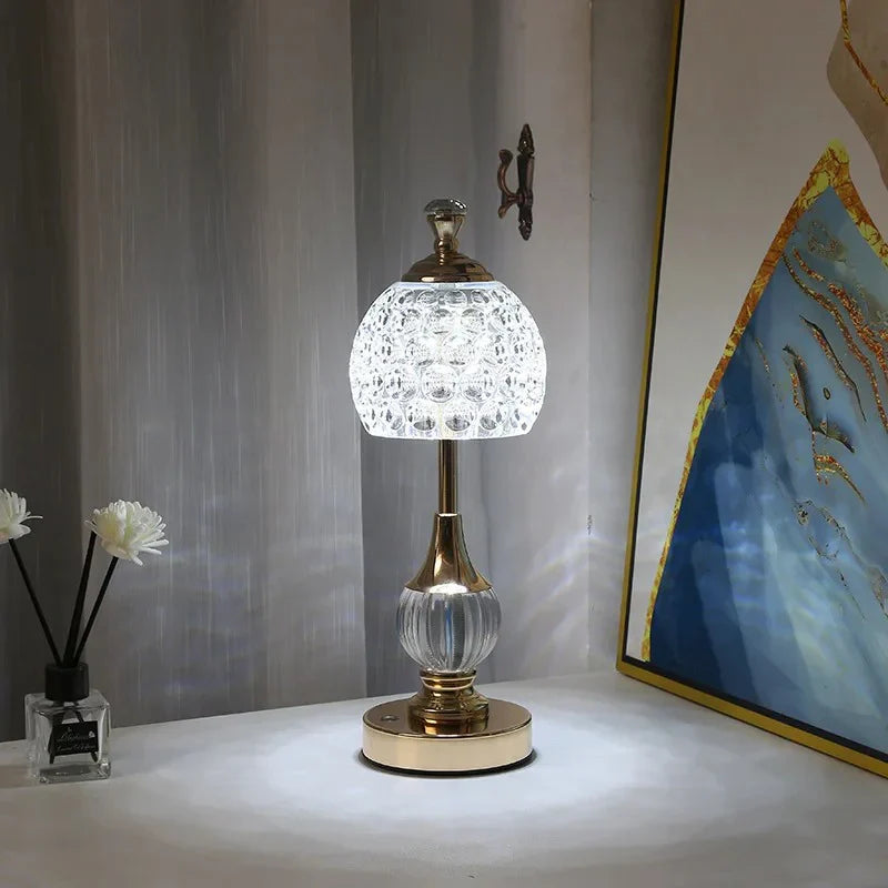 Draadloze Tafellamp met Kristallen Decor Modern Design
