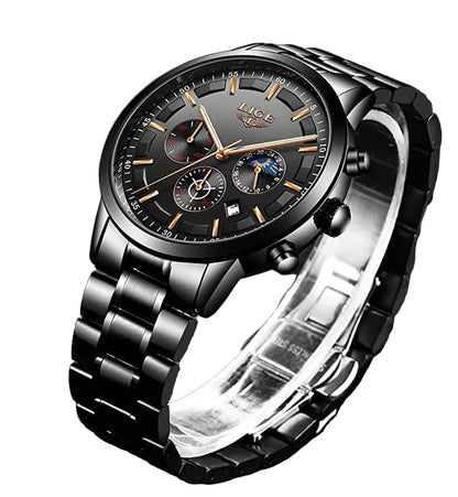 Zwart Stalen Horloge Militair Design Robuust - Velinix