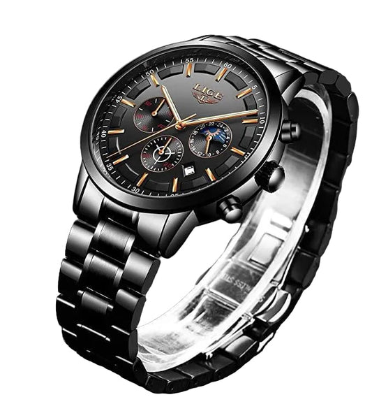 Zwart Stalen Horloge Militair Design Robuust - Velinix