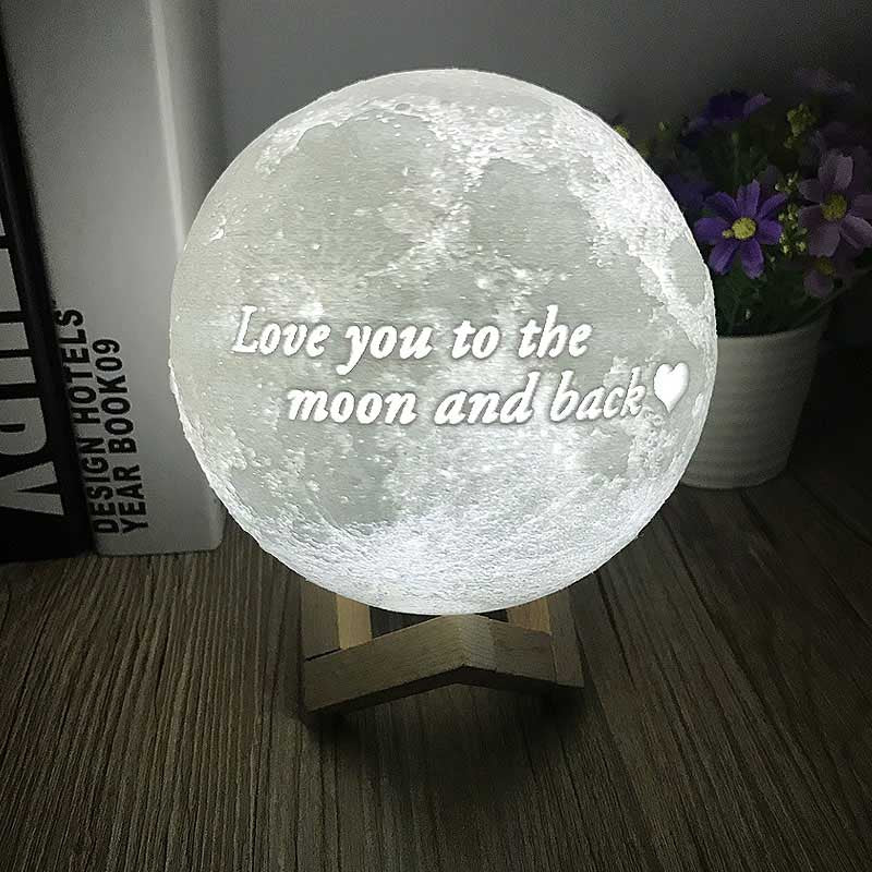 Persoonlijke Maanlamp Gepersonaliseerd Lederen Label