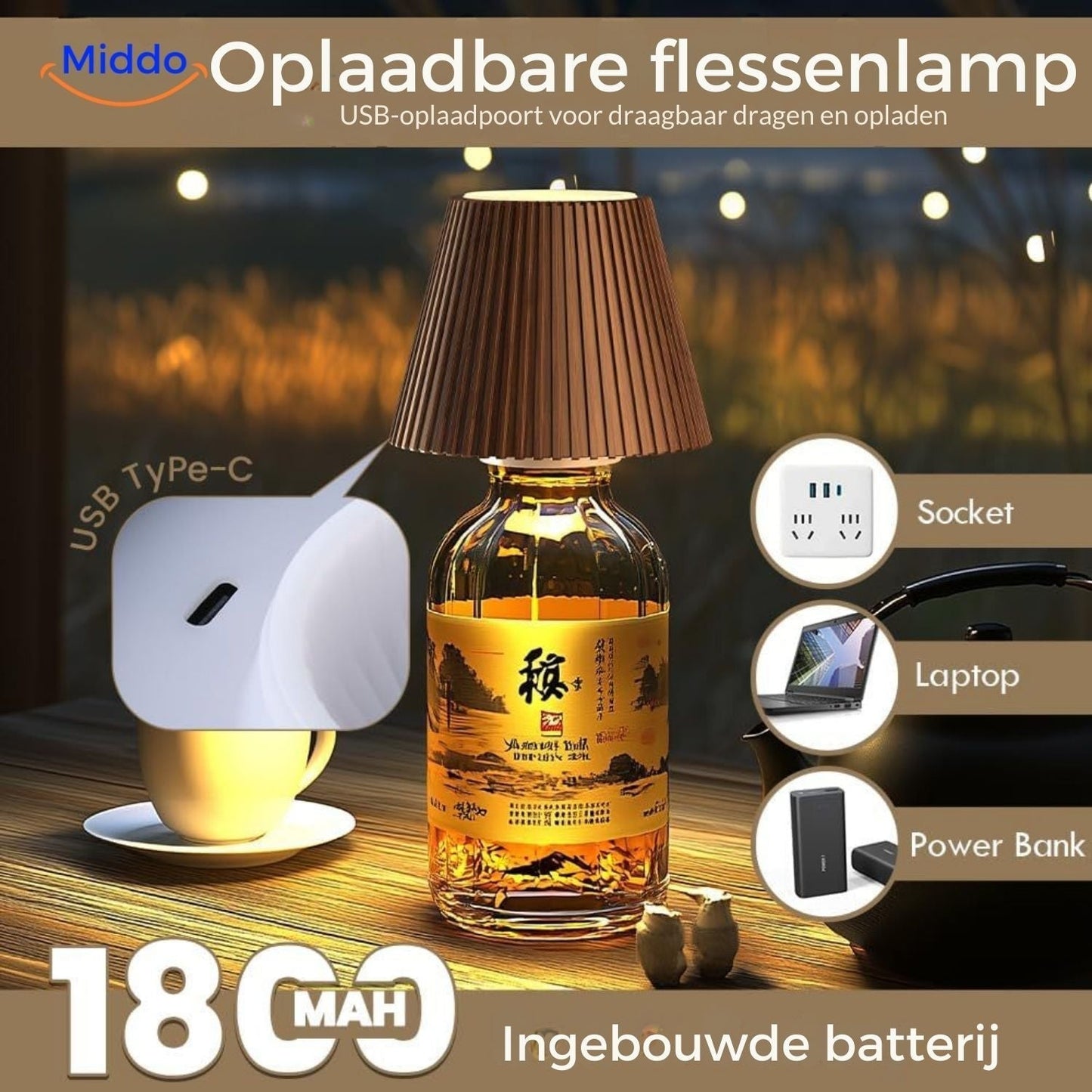 Flessenlamp Met LED Licht Voor Wijnflessen en Decoreren