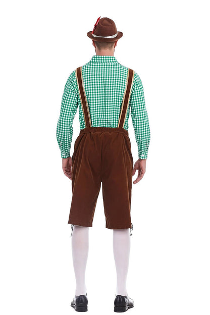 Traditioneel Herenkostuum Set met Lederhose en Geruit Overhemd