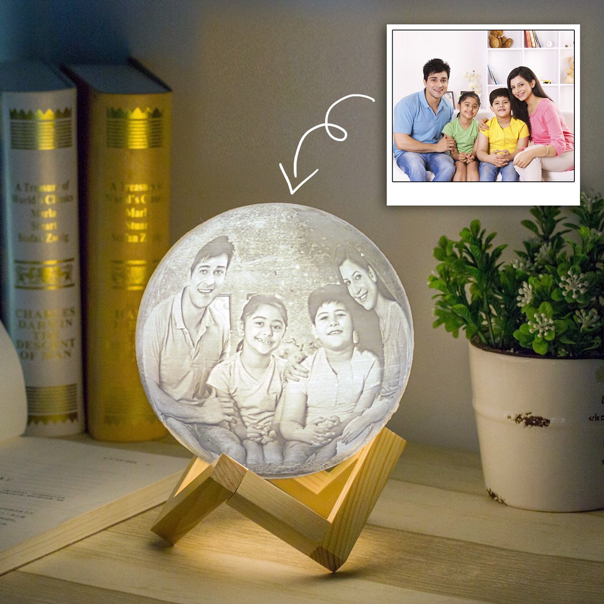 Persoonlijke Maanlamp Gepersonaliseerd Lederen Label