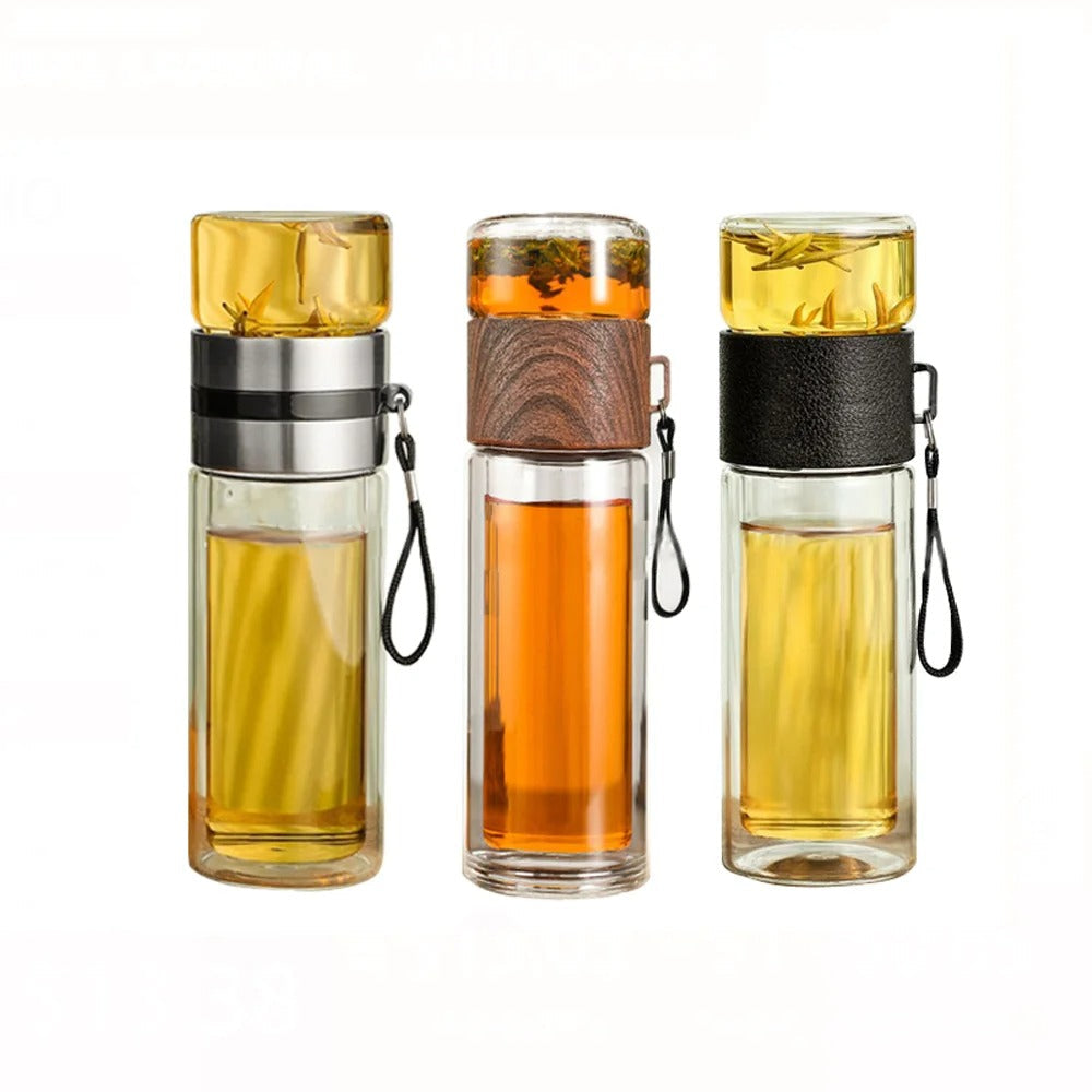 Draagbare Warmhoudfles van Glas met Theefilter voor Thee en Koffie