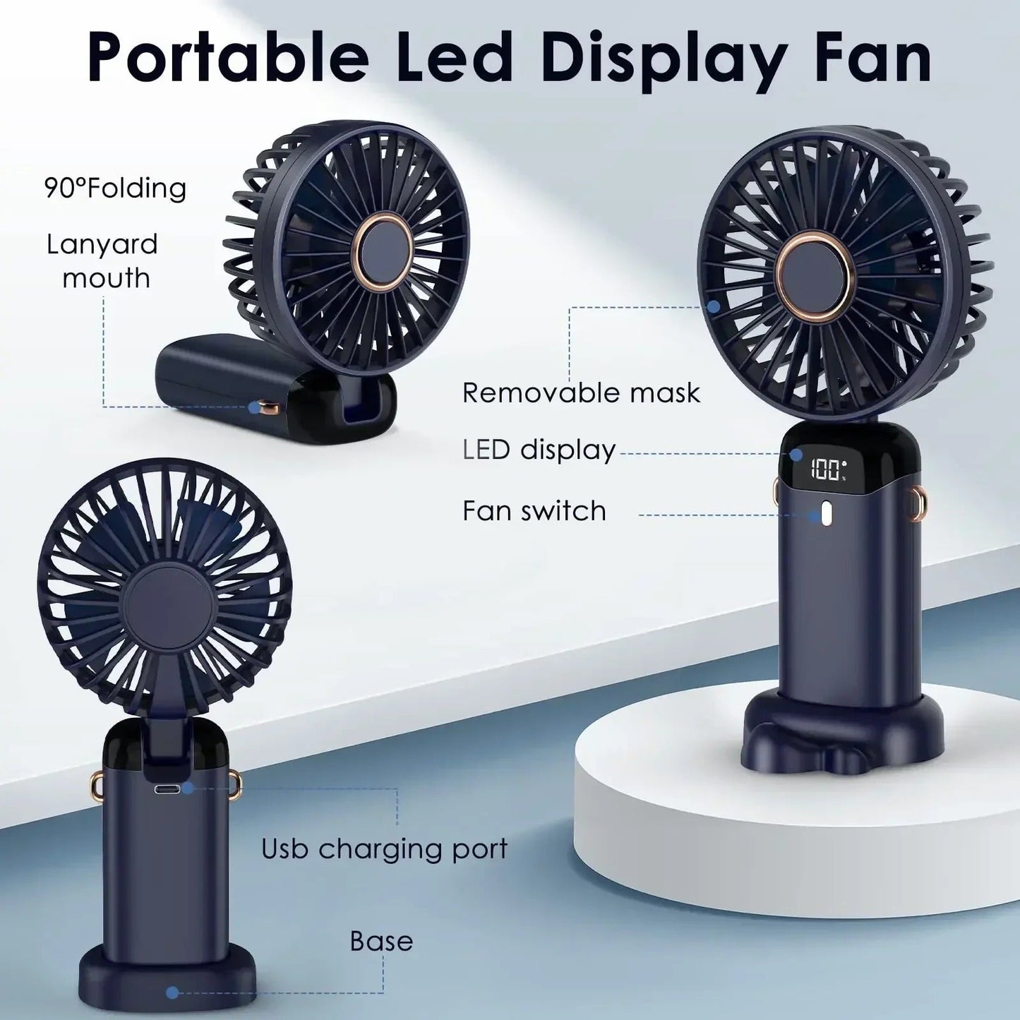 Draagbare Ventilator 5000mAh Opladen Batterij