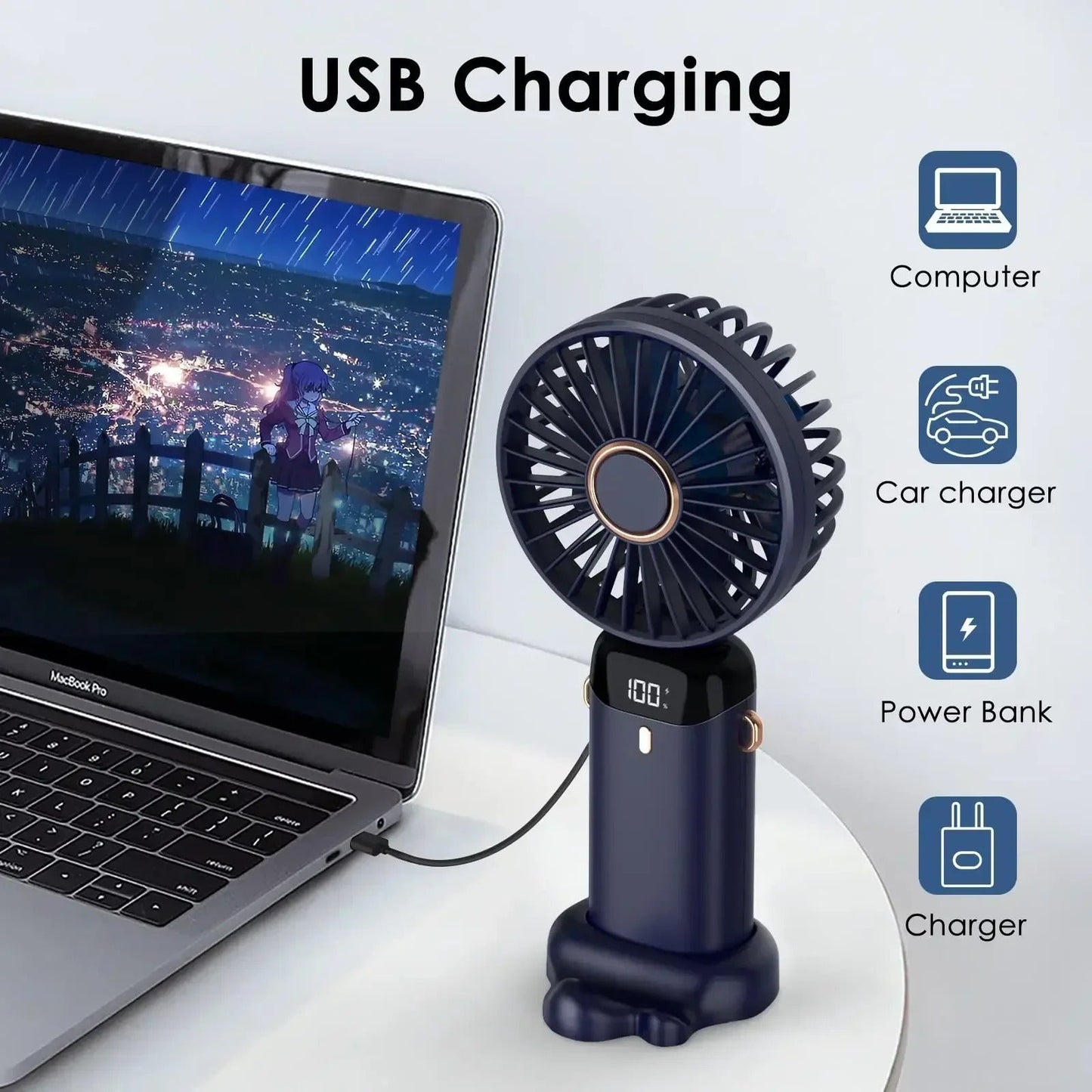 Draagbare Ventilator 5000mAh Opladen Batterij