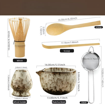 Matcha Theeset Keramiek 6-delig Traditioneel Japans Design