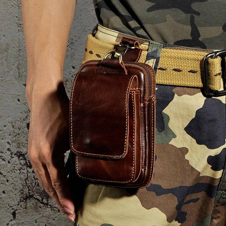 Lederen Waist Bag voor Heren Riem Met Klap