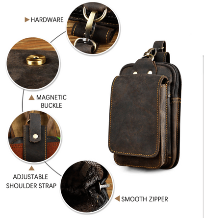 Lederen Waist Bag voor Heren Riem Met Klap