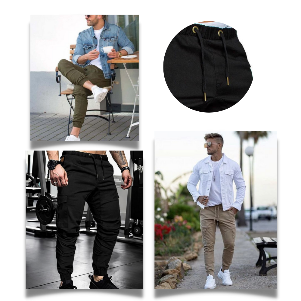 Heren Cargo Broeken Slim Fit Zwart