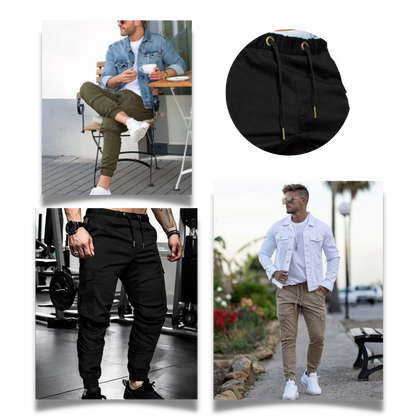 Heren Cargo Broeken Slim Fit Zwart