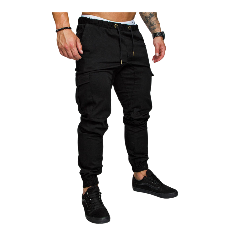 Heren Cargo Broeken Slim Fit Zwart
