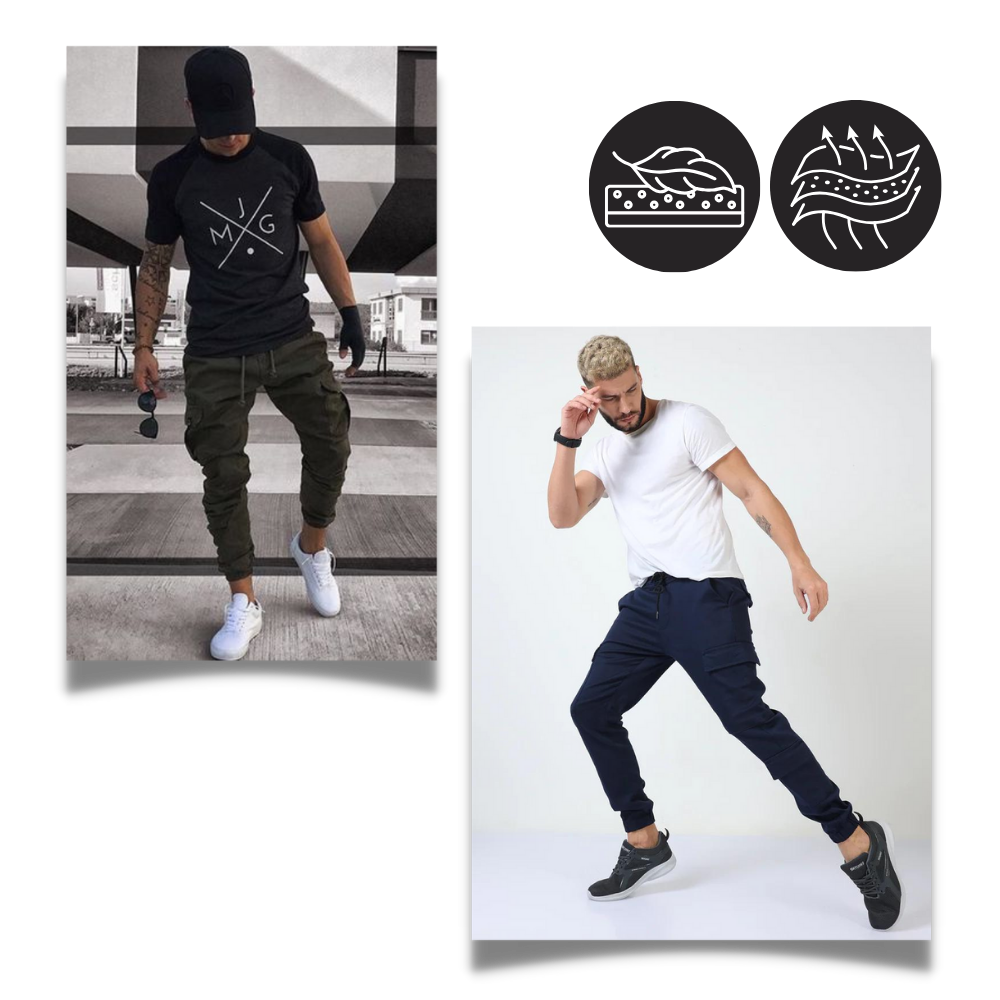 Heren Cargo Broeken Slim Fit Zwart