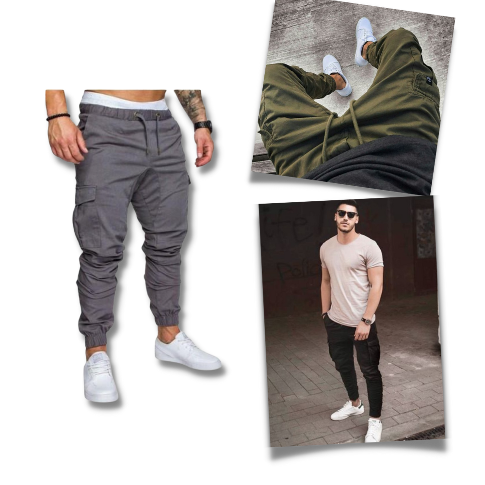Heren Cargo Broeken Slim Fit Zwart - Velinix