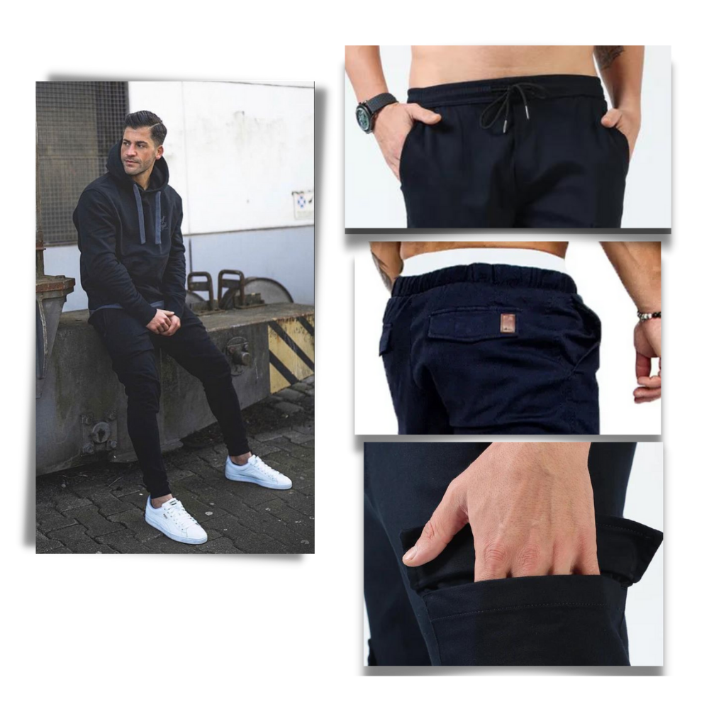 Heren Cargo Broeken Slim Fit Zwart